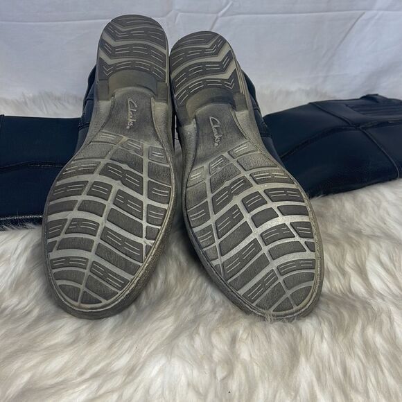 Clarks Black Pebbled Leather Knee High Boots Sz 5 - Picture 6 of 7